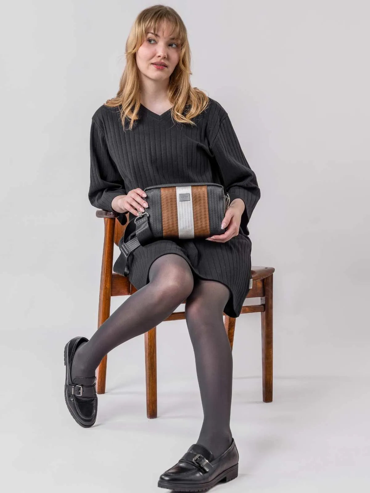 KASTE RAITA bag, black-brown-light grey