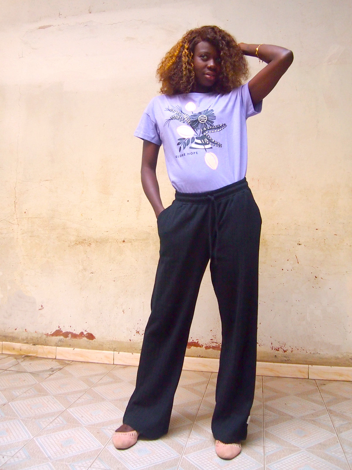 VIRTAUS ribbineuloshousut, musta, fiiliskuva Globe Hope