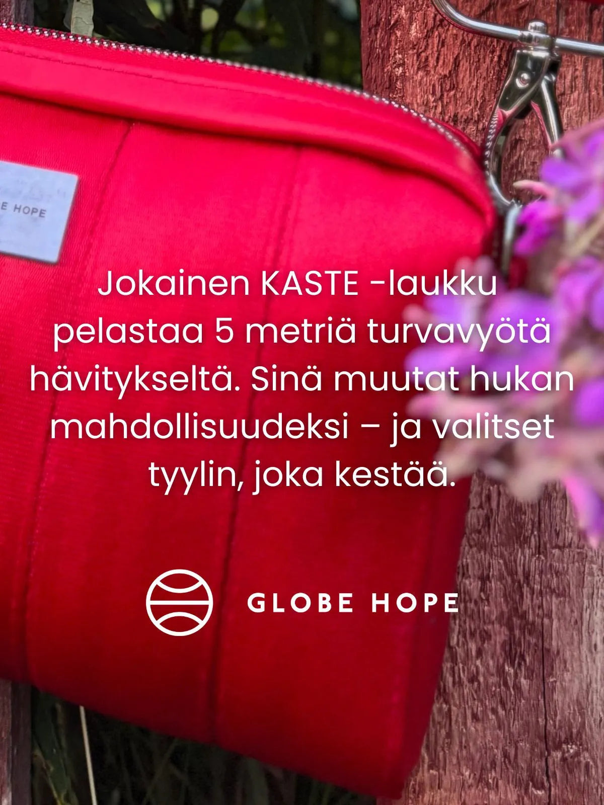 Globe Hope, Kaste laukun materiaali-info.