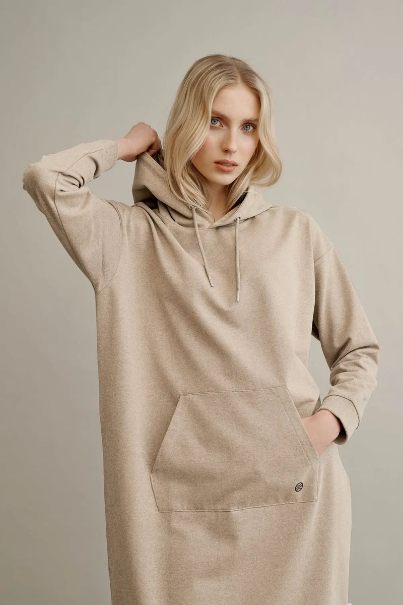 PUHELIA hoodie dress, sand